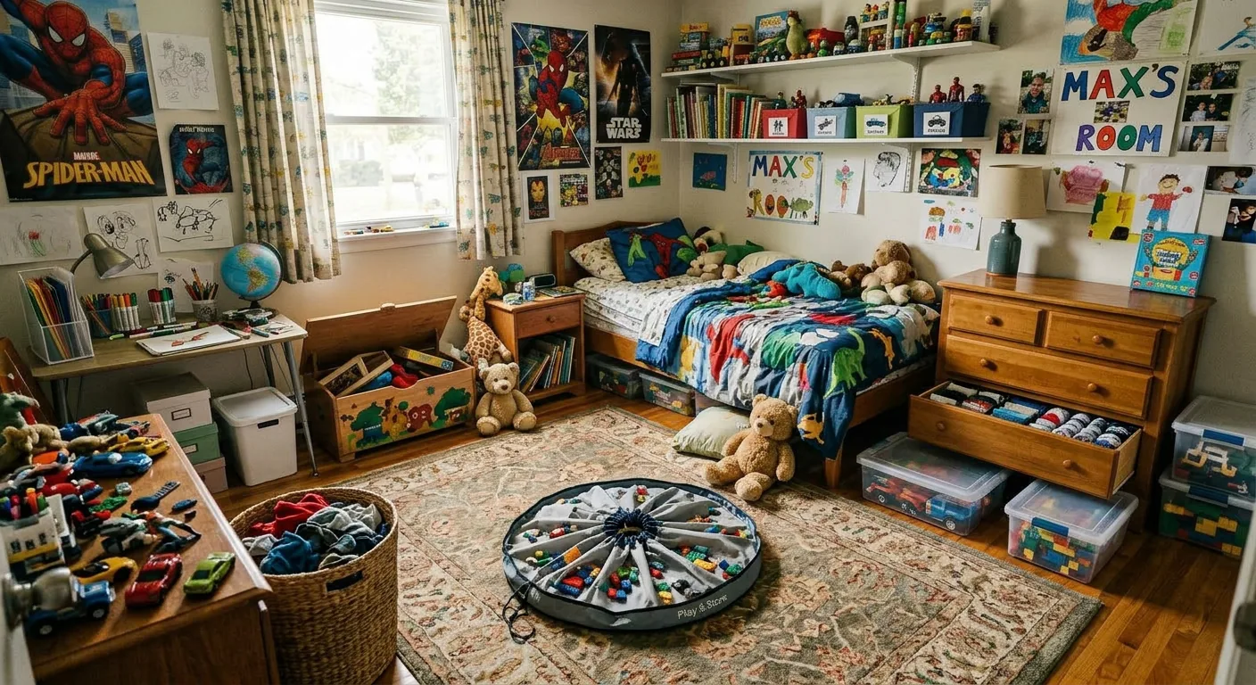 After: Max's bedroom organized with AI-generated vision